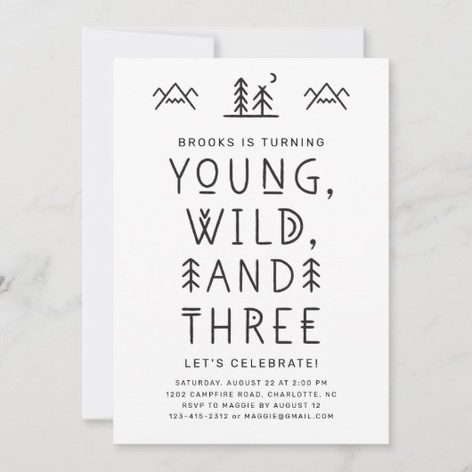 Young Wild and Three Birthday Invitation (Voorkant)