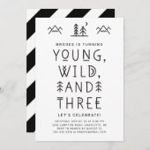 Young Wild and Three Birthday Invitation (Voorkant / Achterkant)