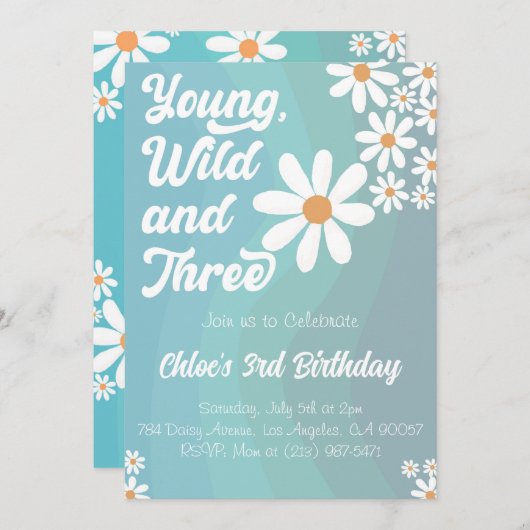 Young Wild and Three Blue Invitation (Devant / Derrière)