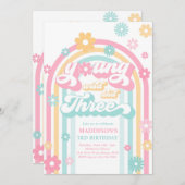 Young Wild and Three Boho Daisy Rainbow Birthday Kaart (Voorkant / Achterkant)