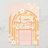Young Wild and Three Boho Daisy Rainbow Birthday Kaart (Voorkant / Achterkant)