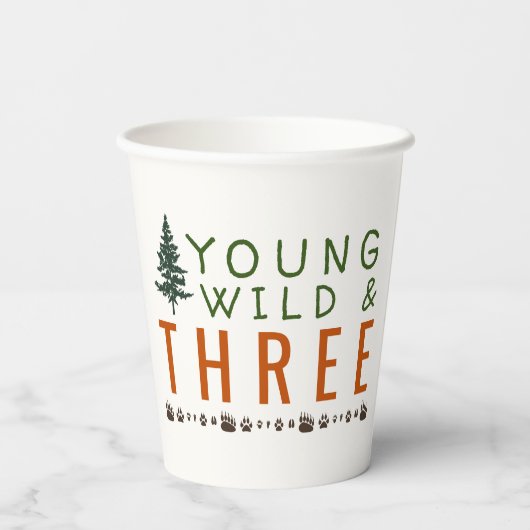 Young Wild and Three Forest Birthday Party Papieren Bekers (Achterkant)