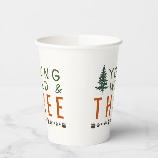 Young Wild and Three Forest Birthday Party Papieren Bekers (Links)