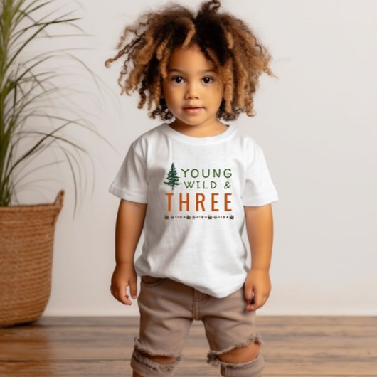 Young Wild and Three Forest Birthday T-Shirt