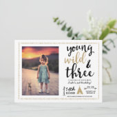 Young Wild and Three Foto Uitnodiging (Staand voorkant)