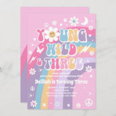 Young Wild and Three Hippie 3rd Birthday Party Kaart (Voorkant / Achterkant)