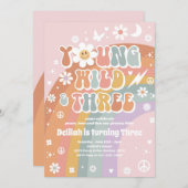 Young Wild and Three Hippie 3rd Birthday Party Kaart (Voorkant / Achterkant)