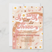 Young Wild and Three Hippie 3rd Birthday Party Kaart (Voorkant)