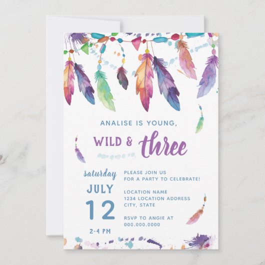 Young Wild and Three // Invitation d'anniversaire (Devant)