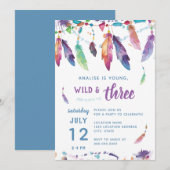 Young Wild and Three // Invitation d'anniversaire (Devant / Derrière)