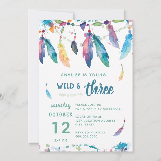 Young Wild and Three // Invitation d'anniversaire (Devant)