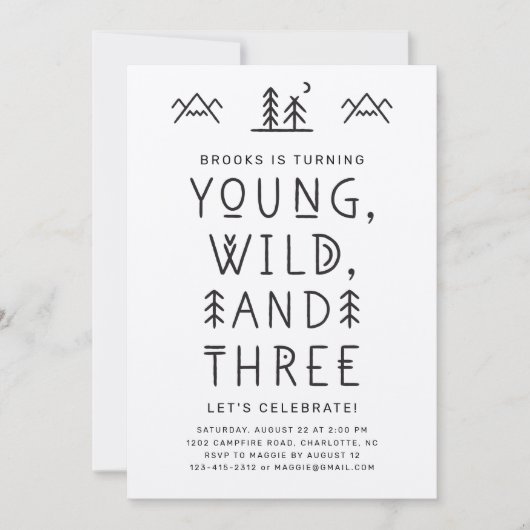Young Wild and Three Kraft Birthday Invitation (Voorkant)