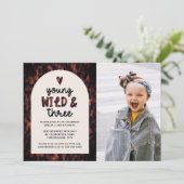 Young Wild and Three Oerwoud Foto 3rd Birthday Kaart (Staand voorkant)