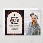 Young Wild and Three Oerwoud Foto 3rd Birthday Kaart (Voorkant / Achterkant)