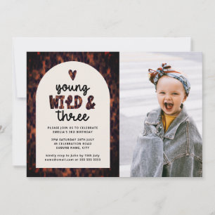 Young Wild and Three Oerwoud Foto 3rd Birthday Kaart