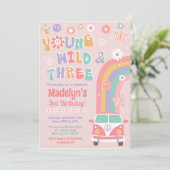 Young Wild and Three Retro Birthday Invitations Kaart (Staand voorkant)