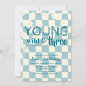 Young Wild and Three Retro Daisy 3rd Birthday Kaart (Voorkant)