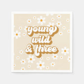 Young Wild and Three Retro Daisy 3rd Birthday Servet (Voorkant)
