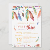 Young Wild and Three/Third Birthday Invitation Kaart (Voorkant)