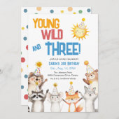 Young Wild and Three Zoo Animals Kaart (Voorkant / Achterkant)