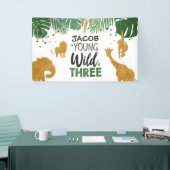 Young Wild Drie Verjaardag banner Safari Dieren (Beurs)