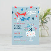 Young Wild en drie derde verjaardagsfeestjes Kaart (Staand voorkant)