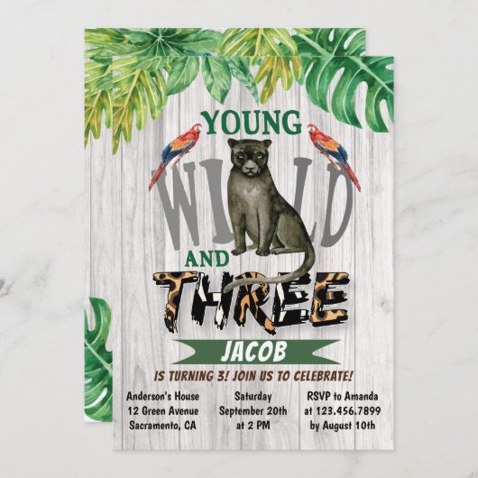 Young Wild en drie Oerwouden 3e verjaardag Kaart (Voorkant / Achterkant)