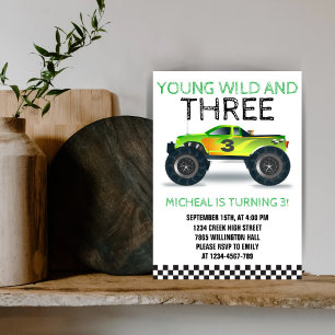 Young Wild en Three Monster Truck derde verjaardag Kaart