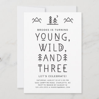Young Wild et Three Birthday Invitation