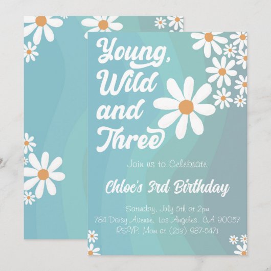 Young Wild et Three Blue Invitation (Devant / Derrière)