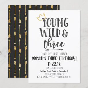 Young Wild et trois Invitation d'anniversaire