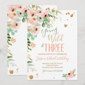 Young Wild et trois Invitations d'anniversaire Flo (Devant / Derrière)