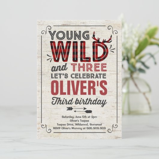 Young Wild Et Trois Invitations Rustique Lumberjac (Debout devant)