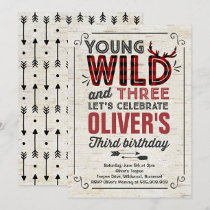 Young Wild Et Trois Invitations Rustique Lumberjac