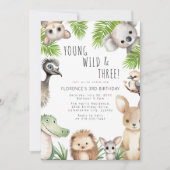 Young Wild & Three Aussie Animal Verjaardagsfeest Kaart (Voorkant)