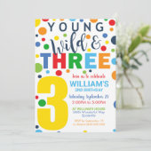 Young Wild Three Birthday Invitation 3e anniversai (Debout devant)