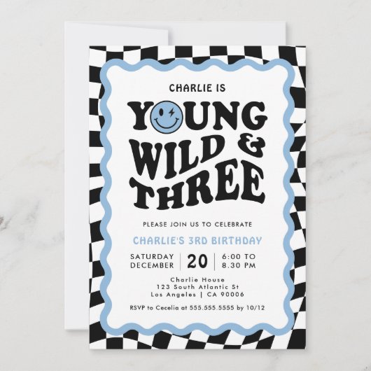 Young Wild & Three | Blauwe Gezicht Jongen 3e Verj Kaart (Voorkant)