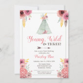 Young Wild & Three Boho Girls Third Birthday Kaart (Voorkant)