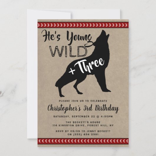Young Wild & Three Boys Invitations pour le troisi (Devant)