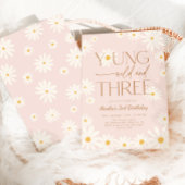 Young Wild Three Daisy Floral 3rd Birthday Kaart
