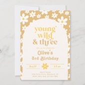 Young, Wild & Three Daisy Invitation | Daisies Kaart (Voorkant)
