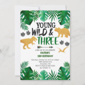 Young Wild & Three Dinosaur 3e Invitation d'annive (Devant)