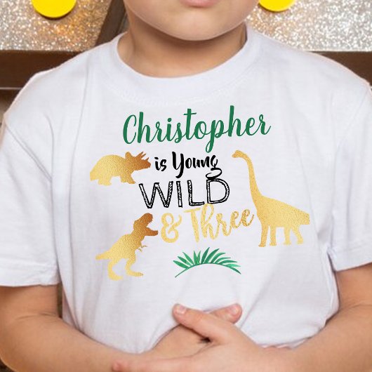 Young Wild & Three Dinosaur Boys 3de verjaardag Kinder Shirts