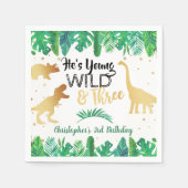 Young Wild & Three Dinosaur Boys 3rd Birthday Servet (Voorkant)