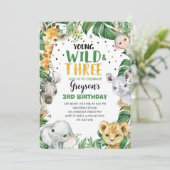 Young Wild & Three Floral Boy Oerwoud 3rd Birthday Kaart (Staand voorkant)