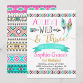 Young Wild & Three Girls Verjaardag Uitnodiging (Voorkant / Achterkant)