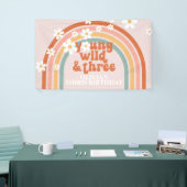 Young Wild Three Groovy Rainbow Daisy Birthday Spandoek (Beurs)