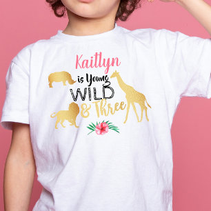 Young Wild & Three Jungle Girls 3e verjaardag Kinder Shirts