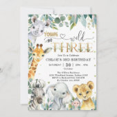 Young Wild & Three Party Animals Boy 3rd Birthday Kaart (Voorkant)