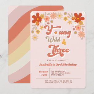 Young Wild & Three Retro 3rd Birthday Kaart